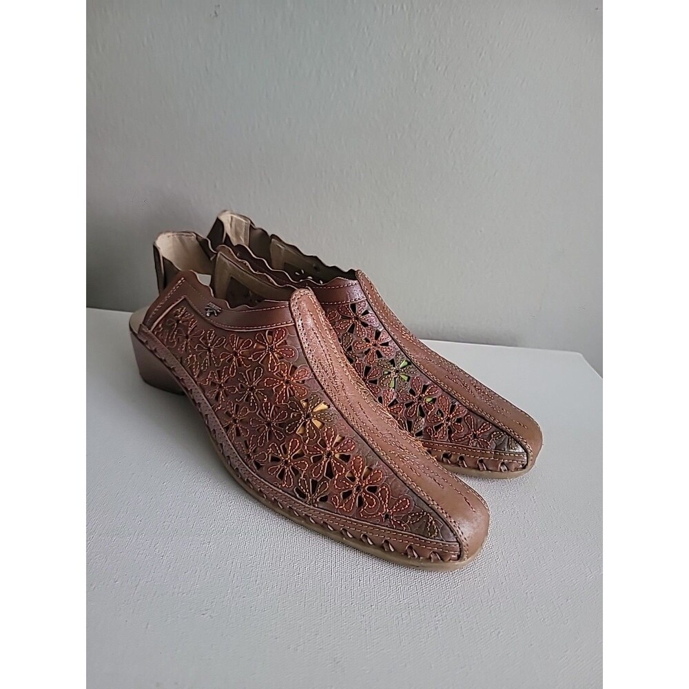 Women's 41 Pikolinos Romana Leather Slingback Sandals Shoes Cognac Brandy Brown